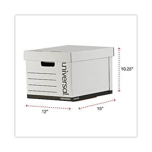 Universal Heavy-Duty Fast Assembly Lift-Off Lid Storage Box, Letter/Legal Files, White, 12/Carton (UNV95224)