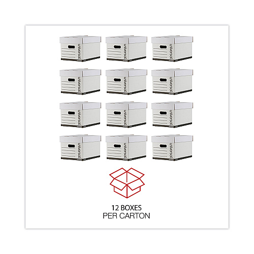Universal Professional-Grade Heavy-Duty Storage Boxes, Letter/Legal Files, White, 12/Carton (UNV95225)