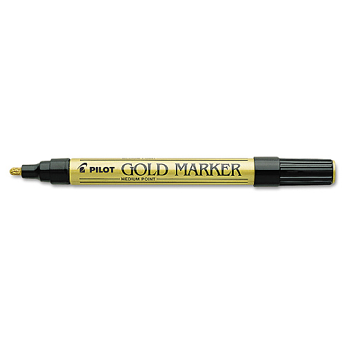 Pilot Creative Art and Crafts Marker, Medium 4.5 mm Brush Tip, Gold 1 mm Medium Marker Point - Gold Ink - Gold Barrel - 1 Each (41700)