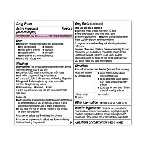 Berkley Jensen Extra Strength Acetaminophen Tablets 500 mg, 500/Bottle (22000629)