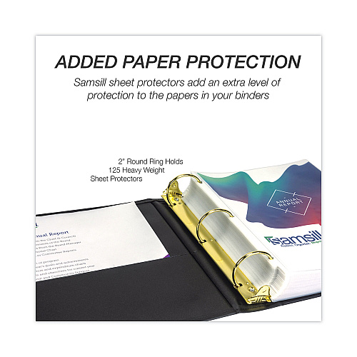 Samsill Classic Collection Ring Binder, 3 Rings, 2" Capacity, 11 x 8.5, Black (15160)