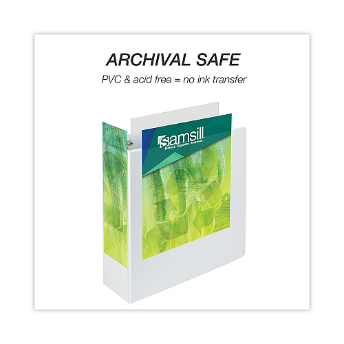 Samsill Earth's Choice Plant-Based Round Ring View Binder, 3 Rings, 4" Capacity, 11 x 8.5, White (18997)