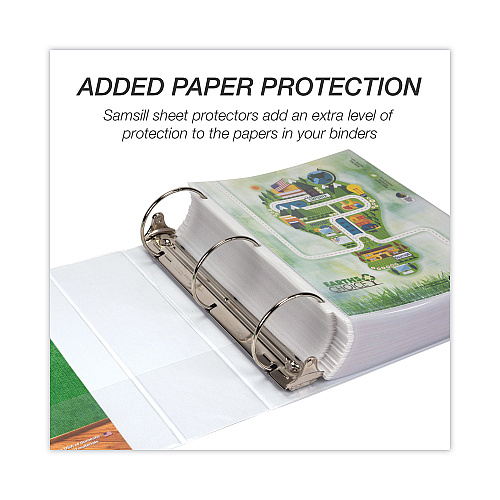 Samsill Earth's Choice Plant-Based Round Ring View Binder, 3 Rings, 4" Capacity, 11 x 8.5, White (18997)