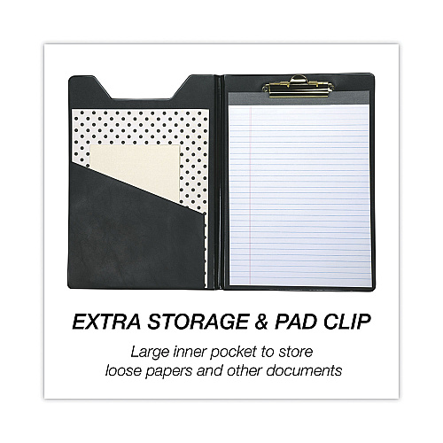 Samsill Value Padfolio, Heavyweight Sealed Vinyl, Brass Clip, Inside Front Pocket, Black (71410)