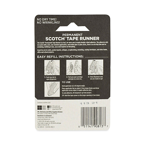Refill for the Redesigned Scotch 6055 Tape Runner Dispenser, 0.31" x 49 ft, Dries Clear (6055R)