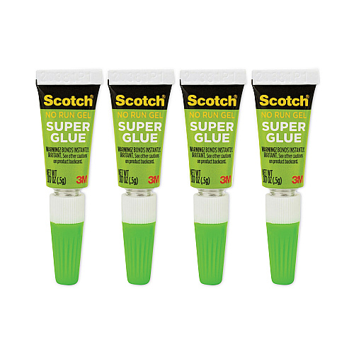 Scotch Single Use Super Glue No-Run Gel, 0.02 oz, Dries Clear, 4/Pack (AD119)
