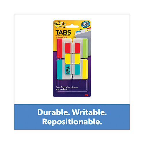 Post-it Plain Solid Color Tabs Value Pack, (66) 1/5-Cut 1" Wide, (48) 1/3-Cut 2" Wide, Assorted Colors and Sizes, 114/Pack (686VAD2)