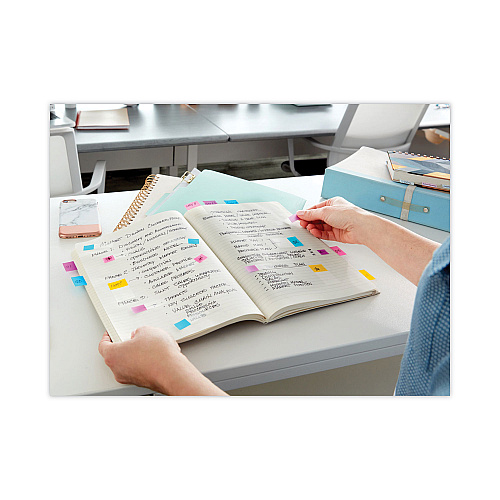 Post-it Page Flags in Desk Grip Dispenser, 1 x 1.75, Blue, 200/Dispenser (680HVBE)