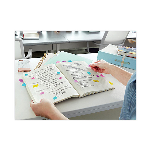Post-it Page Flags in Desk Grip Dispenser, 1 x 1.75, Blue, 200/Dispenser (680HVBE)