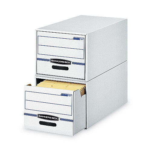 Bankers Box STOR/DRAWER Basic Space-Savings Storage Drawers, Legal Files, 16.75 x 19.5 x 11.5, White/Blue (00722EA)