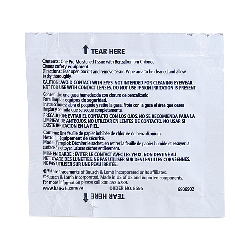 Bausch & Lomb Antibacterial Office Equipment Wet Wipes, Cloth, 5 x 8, Unscented, White, 100/Box (8595)