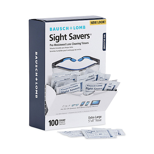 Bausch & Lomb Sight Savers Premoistened Lens Cleaning Tissues, 8 x 5, 100/Box, 10 Box/Carton (8574GMCT)