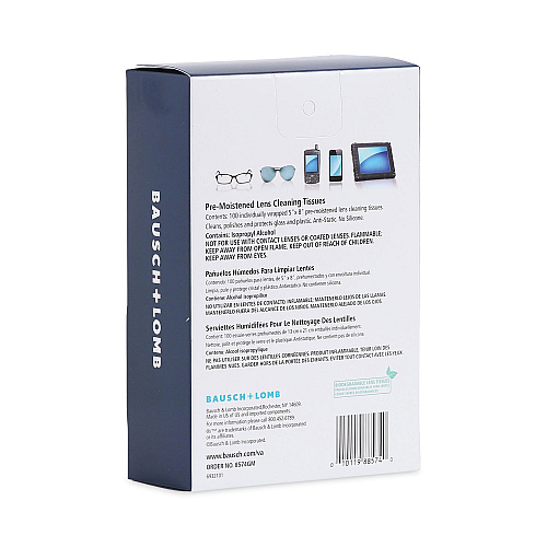 Bausch & Lomb Sight Savers Premoistened Lens Cleaning Tissues, 8 x 5, 100/Box, 10 Box/Carton (8574GMCT)