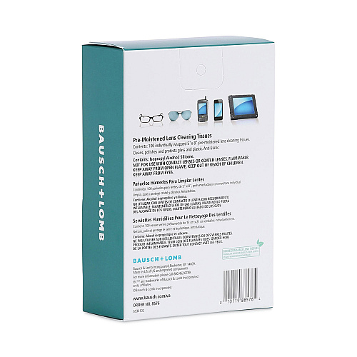 Bausch & Lomb Sight Savers Pre-Moistened Anti-Fog Tissues with Silicone, 8 x 5, 100/Box (8576)