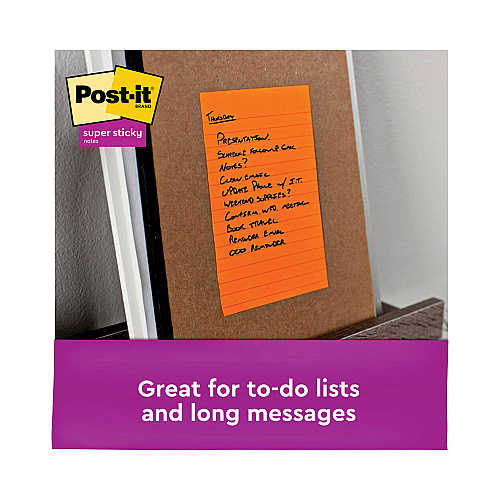 Post-it Pads in Energy Boost Collection Colors, Note Ruled, 5" x 8", 45 Sheets/Pad, 4 Pads/Pack (5845SSUC)