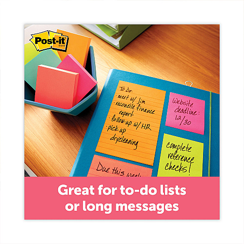Post-it Original Pads in Poptimistic Collection Colors, Note Ruled, 4" x 6", 100 Sheets/Pad, 3 Pads/Pack (6603AN)