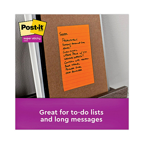 Post-it Pads in Energy Boost Collection Colors, Note Ruled, 4" x 6", 90 Sheets/Pad, 3 Pads/Pack (6603SSUC)