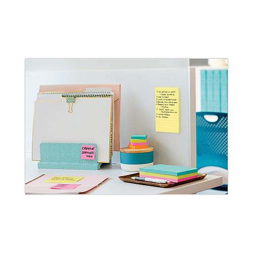 Post-it Original Pads in Canary Yellow, Note Ruled, 4" x 6", 100 Sheets/Pad, 5 Pads/Pack (6605PK)
