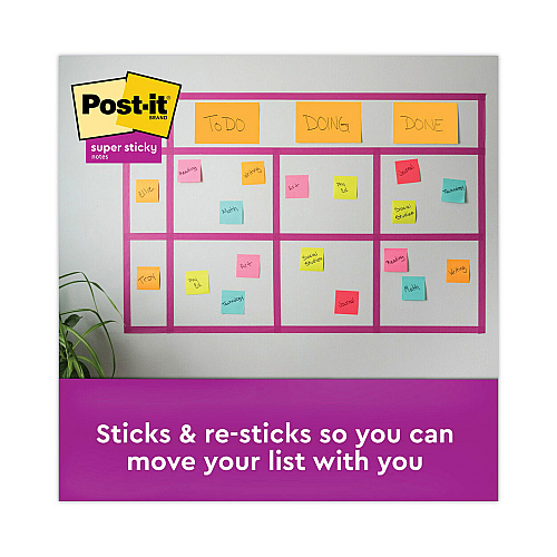 Post-it Meeting Notes in Energy Boost Collection Colors, 8" x 6", 45 Sheets/Pad, 4 Pads/Pack (6845SSP)