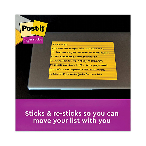 Post-it Meeting Notes in Energy Boost Collection Colors, Note Ruled, 8" x 6", 45 Sheets/Pad, 4 Pads/Pack (6845SSPL)