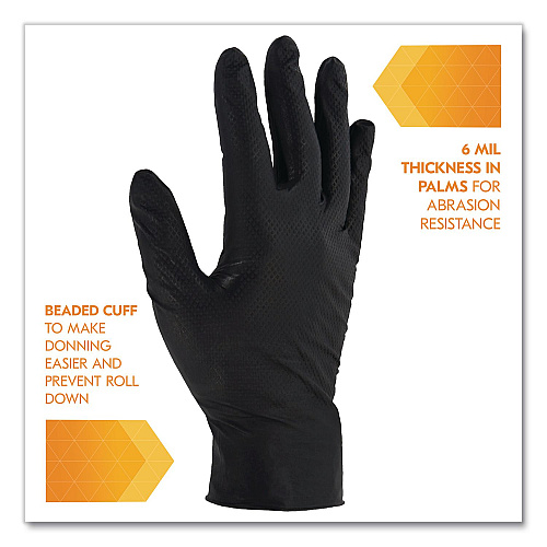 KleenGuard G10 Kraken Grip Nitrile Gloves, Small, 6 mil Thick, 9.5" Long, Black, 100/Box, 10 Boxes/Carton (49275)