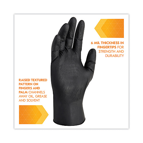 KleenGuard G10 Kraken Grip Nitrile Gloves, Powder-Free, X-Large, 6 mil Thick, 9.5" Long, Black, 90/Box, 10 Boxes/Carton (49278)