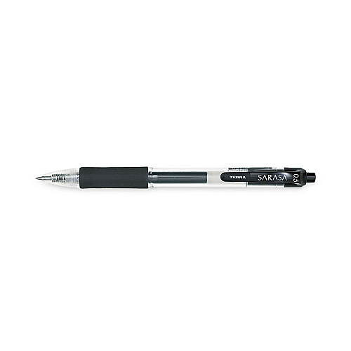 Zebra Sarasa Dry Gel X20 Gel Pen, Retractable, Fine 0.5 mm, Black Ink, Clear/Black Barrel, 12/Pack (46710)