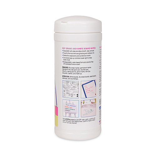 Motsenbockers Lift Off Dry Erase Cleaner Wipes, Cloth, 7 x 12, 40/Canister, 6 Canisters/Carton (42703CT)