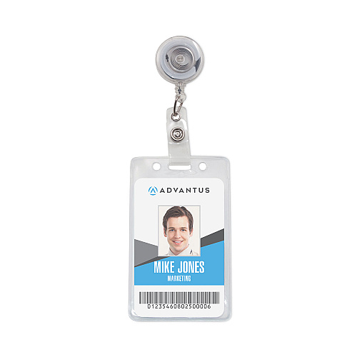 Advantus Translucent Retractable ID Card Reel, 30" Extension, Clear, 12/Pack (75473)