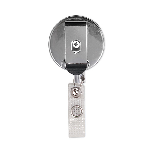 Advantus Premier Heavy-Duty Retractable ID Card Reel, 24" Extension, Black/Silver, 12/Box (75406)