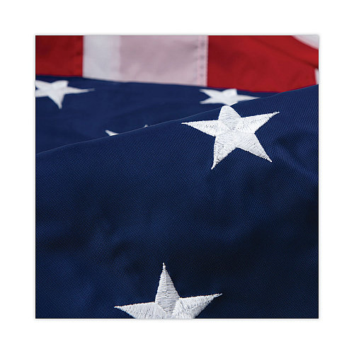 Advantus Deluxe U.S. Flag and Staff Set, 60" x 36" Flag, 8 ft Oak Staff, 2" Gold Fringe, 7" Goldtone Eagle, Heavyweight Nylon (MBE031400)