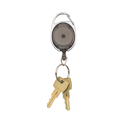 Advantus Carabiner-Style Retractable ID Card Reel, 30" Extension, Smoke, 6/Pack (75553)