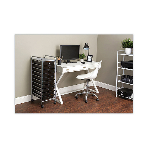 Advantus Portable Drawer Organizer, Metal, 1 Shelf, 10 Drawers, 13" x 15.38" x 37.75", Matte Gray/Smoke (34007)