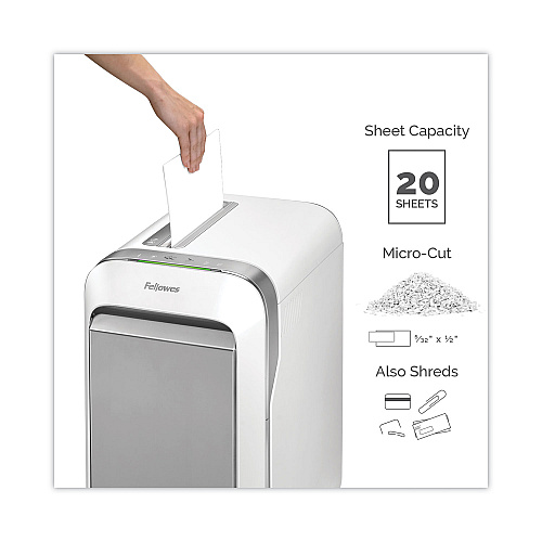 Fellowes Powershred LX220 Micro-Cut Shredder, 20 Manual Sheet Capacity, White (5015501)