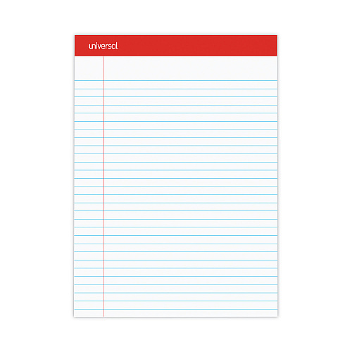 Universal Perforated Writing Pads, Wide Rule, 8.5" x 11.75", 50 Sheets, Dozen (UNV20630)
