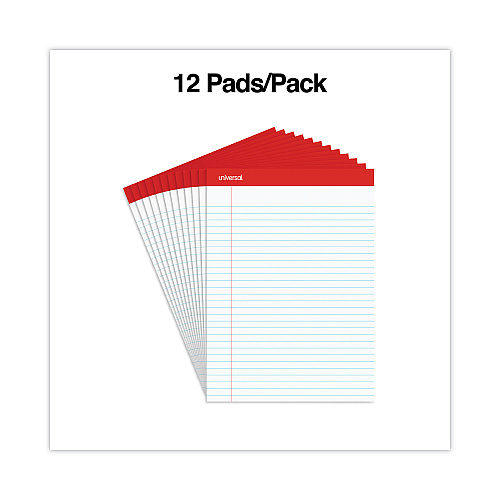 Universal Perforated Writing Pads, Wide Rule, 8.5" x 11.75", 50 Sheets, Dozen (UNV20630)