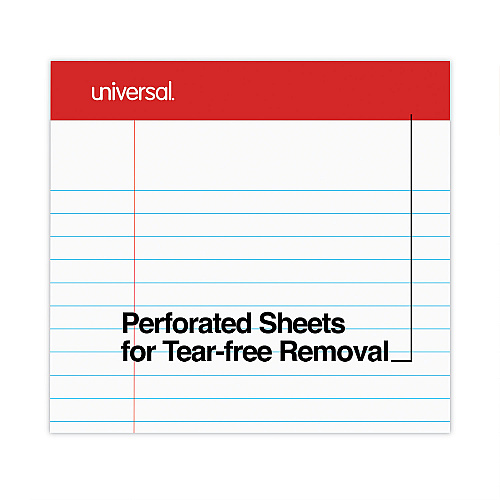 Universal Perforated Writing Pads, Wide Rule, 8.5" x 11.75", 50 Sheets, Dozen (UNV20630)