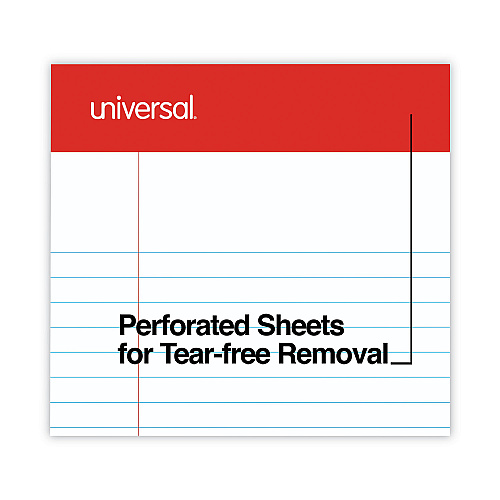 Universal Perforated Ruled Writing Pads, Narrow Rule, Red Headband, 50 White 5 x 8 Sheets, Dozen (UNV46300)