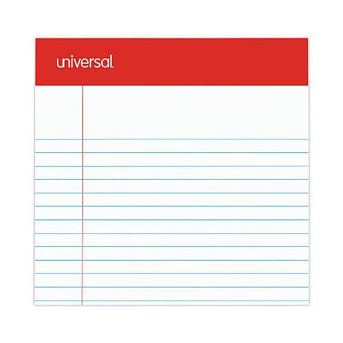 Universal Perforated Ruled Writing Pads, Narrow Rule, Red Headband, 50 White 5 x 8 Sheets, Dozen (UNV46300)