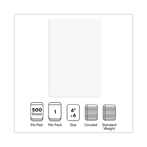 Universal Loose White Memo Sheets, 4 x 6, Unruled, Plain White, 500/Pack (UNV46500)