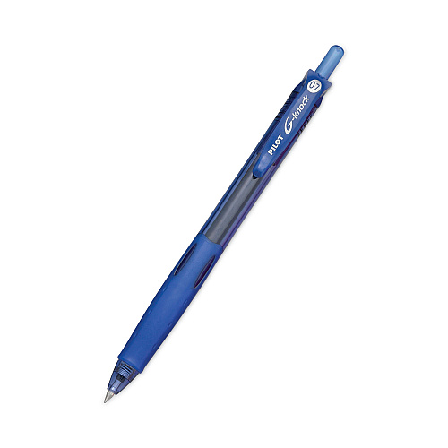 Pilot G-Knock BeGreen Gel Pen, Retractable, Fine 0.7 mm, Blue Ink, Translucent Blue/Blue Barrel, Dozen (31507)