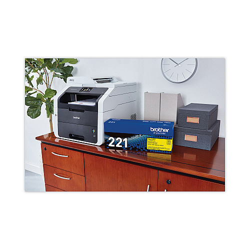 Brother TN221Y Toner, 1,400 Page-Yield, Yellow