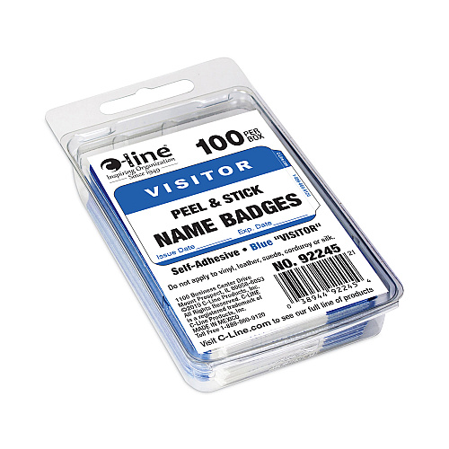 C-Line Self-Adhesive Name Badges, Hello My Name Is, Blue, 3.5 x 2.25, 100/BX (CLI92245)