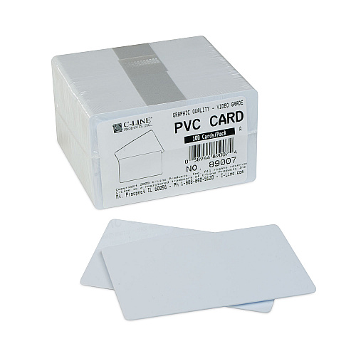 C-Line PVC ID Badge Card, 3.38 x 2.13, White, 100/Pack (89007)