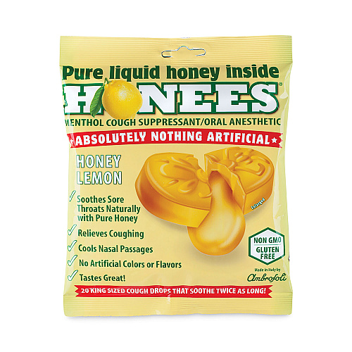 HONEES Cough Drops, Honey-Lemon, 20 per Bag, 6 Bags/Pack (29300005)