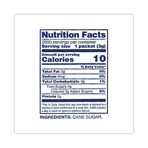 Domino Sugar Packets, 0.1 oz Packet, 2,000/Carton (22000501)