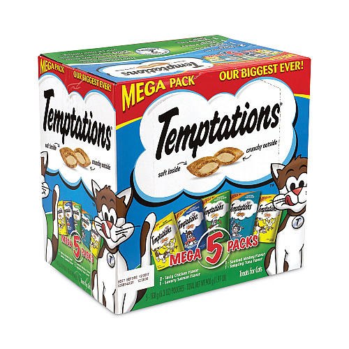 Temptations Cat Treats Mega Pack Variety, 6.3 oz Pouch, 4/Pack (22000661)