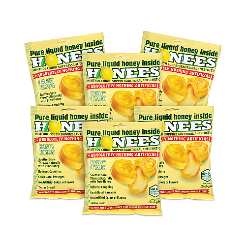 HONEES Cough Drops, Honey-Lemon, 20 per Bag, 6 Bags/Pack (29300005)