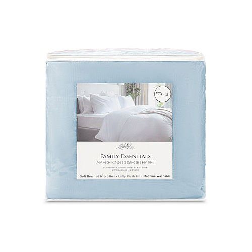 Family Essentials Bed In Bag 7pc Set - King - Blue - 1 Set (P-BIAB-KG-BL)