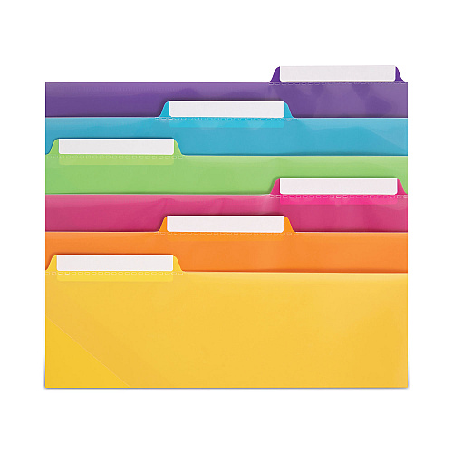 Smead Three-Ring Binder Poly Index Dividers with Pocket, 9.75 x 11.25, Assorted Colors, 30/Box (89421)